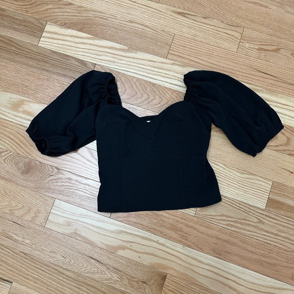 Abercormbie & Fitch Corset Puff Sleeve Top - Size Small Black